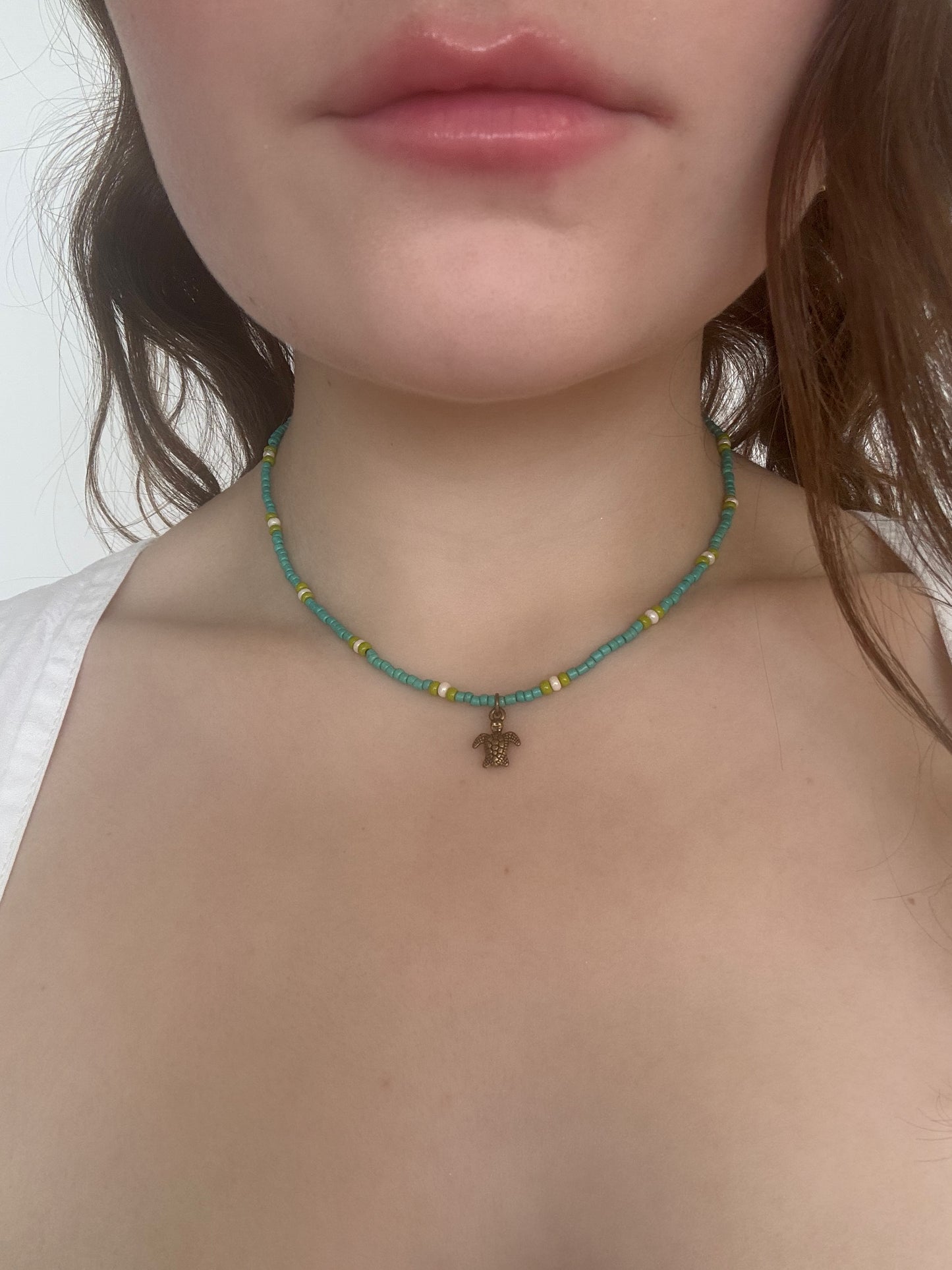 Tiny Teal Turtle Choker