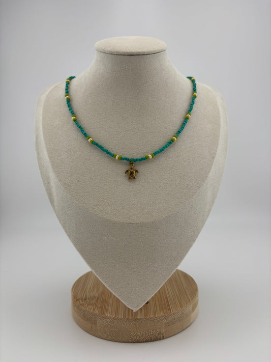 Tiny Teal Turtle Choker