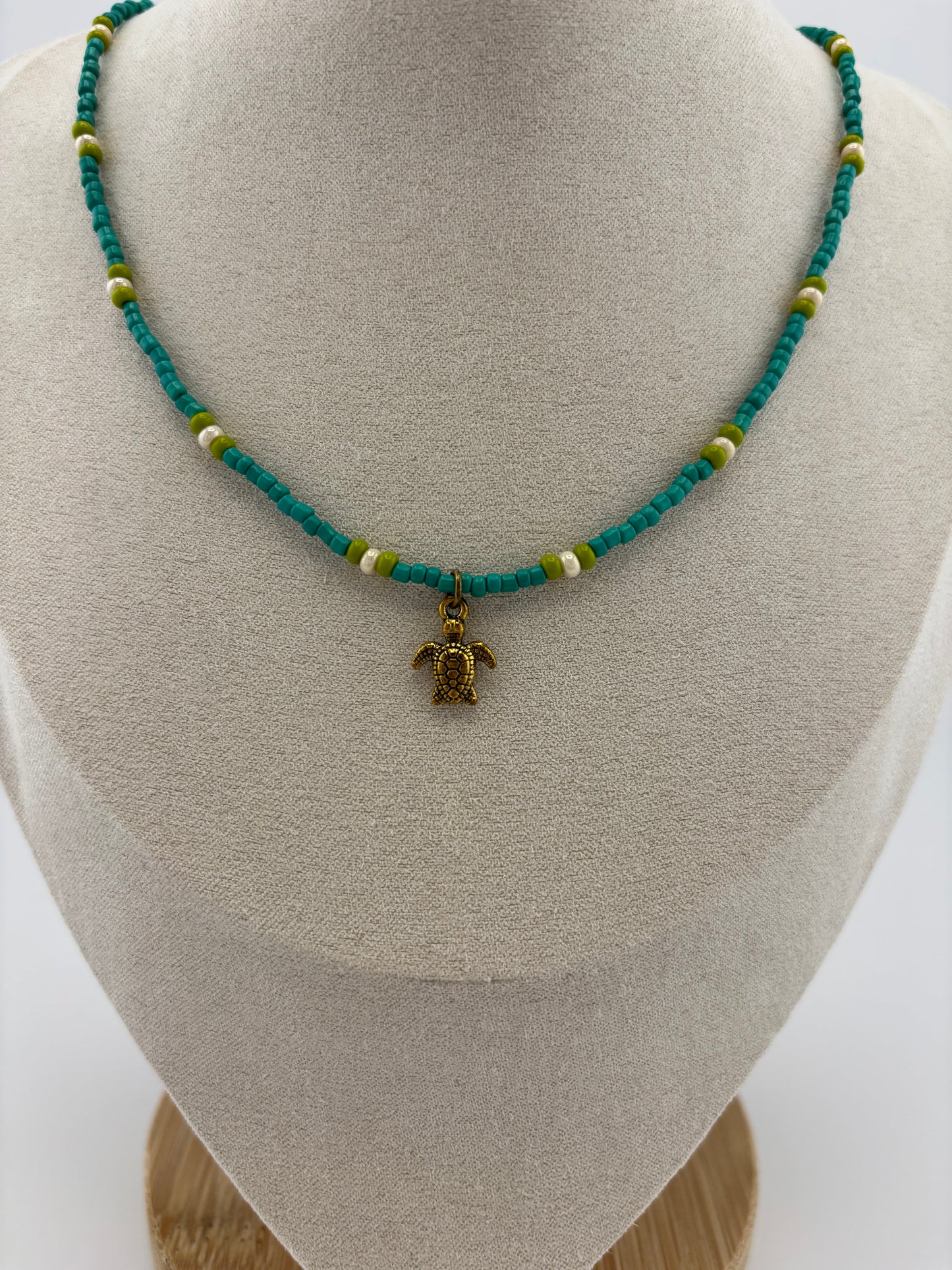 Tiny Teal Turtle Choker